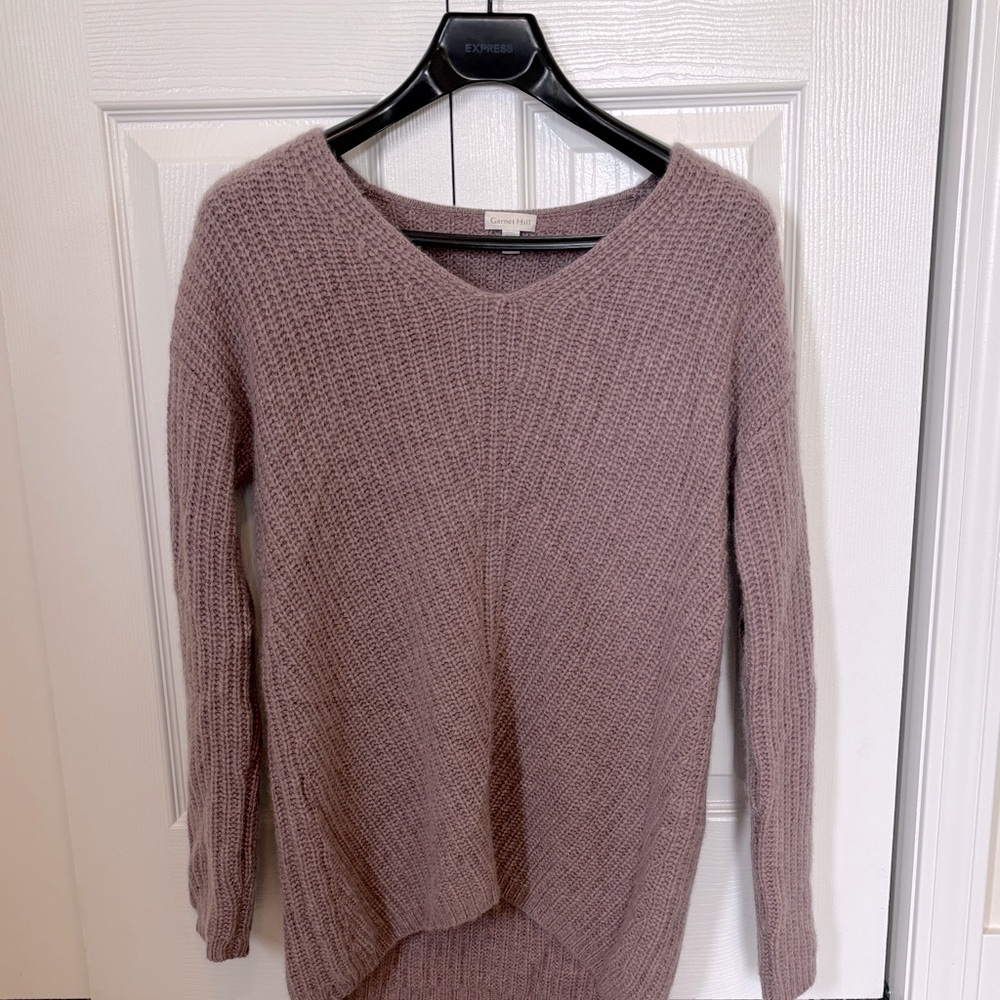 Garnet Hill Dusty Purple V-Neck Sweater